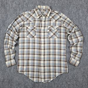 Levi's Plaid Cotton Blend Western Shirt Blue Brown Lurex